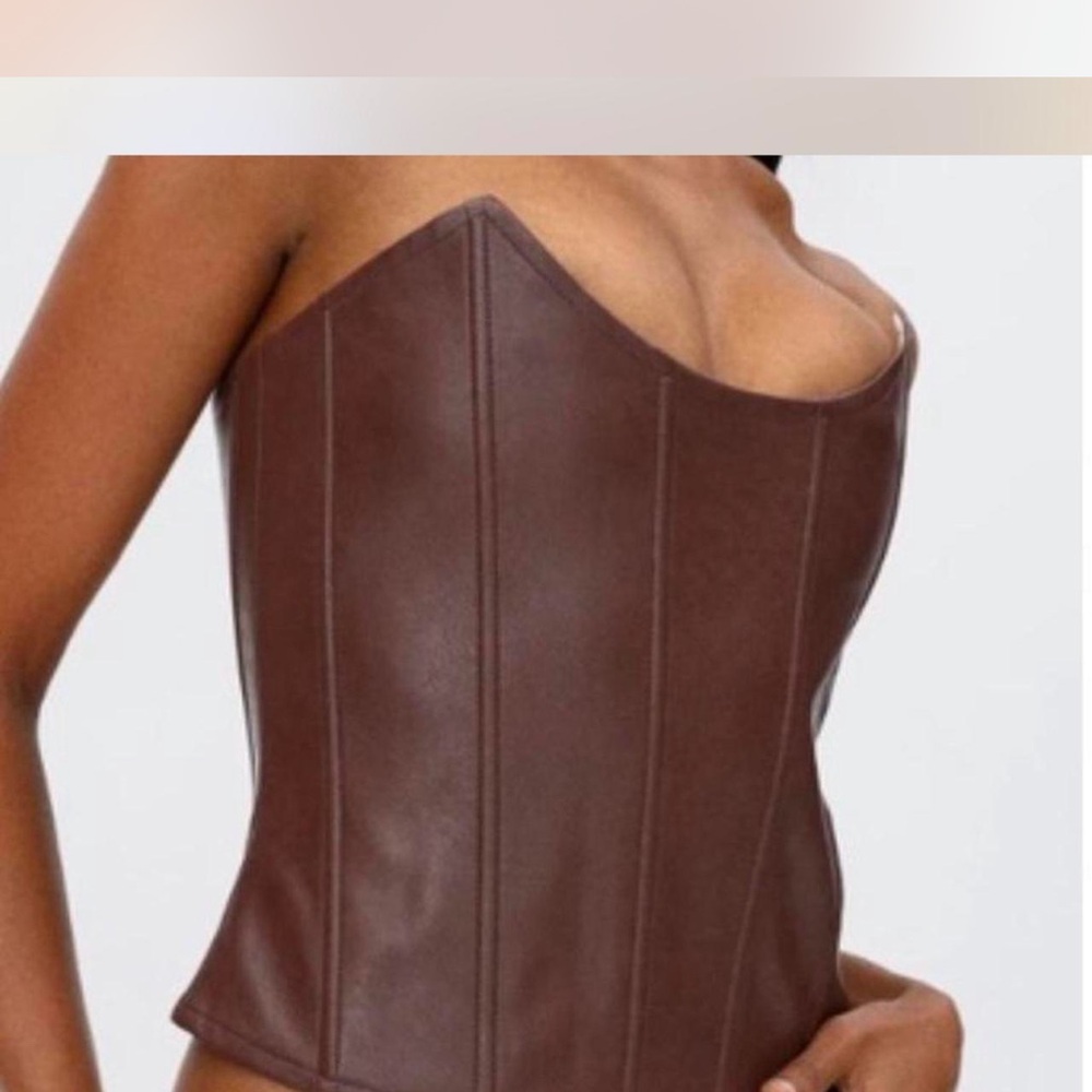 Miaou Dark Brown Leather Bustier - Picture 2 of 3